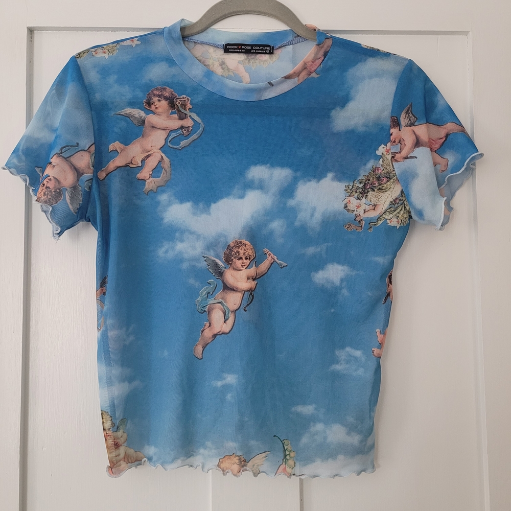 Vintage 90's Angel Print Crop Top